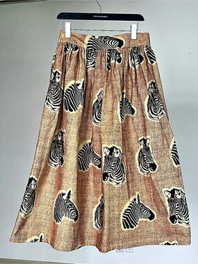 NWOT SIKA x Anthropologie Zora Zebra Print A-Line Midi Skirt Size 4